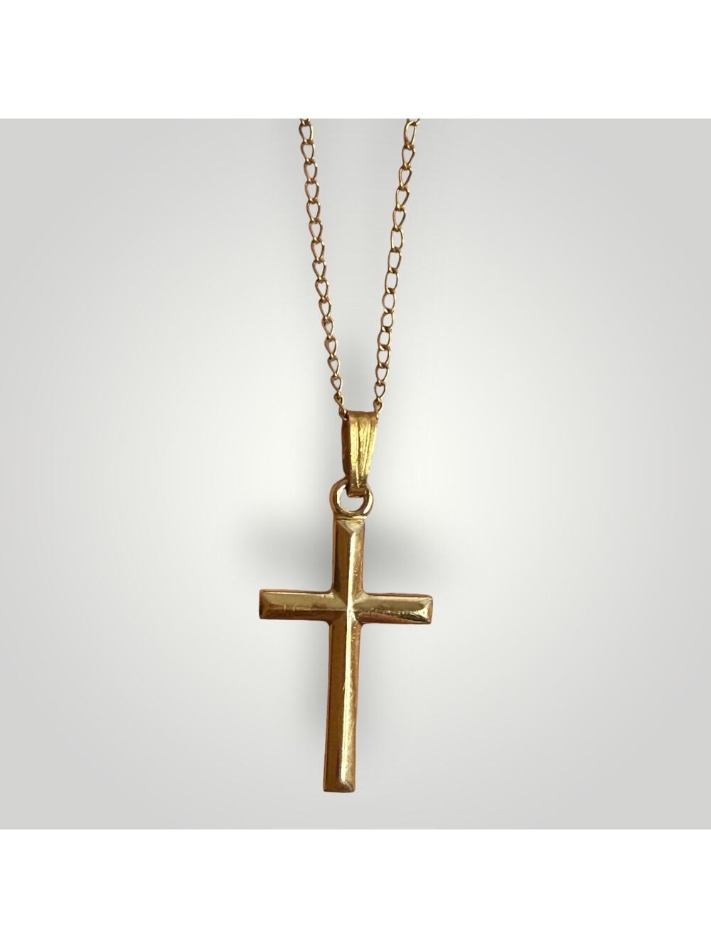 Vintage 1/20 14K Gold Filled Cross Pendant Necklace 15” Chain